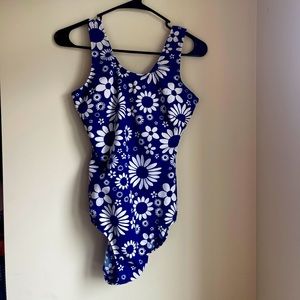 Vintage Blue Daisy one piece swimsuit